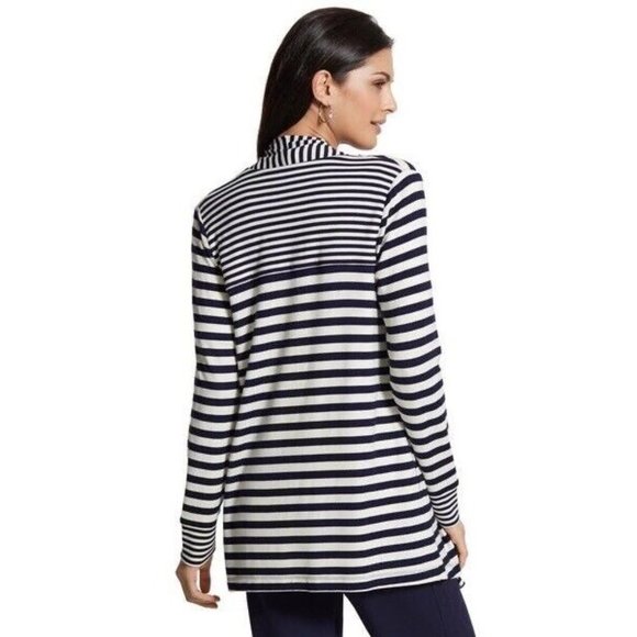 Chico's Zenergy Blue Striped Open Cardigan Sweater Size 2 Large - Picture 6 of 10